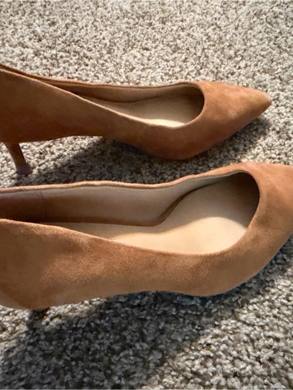 ANTONIO MELANI Camel Suede Pointed-Toe Kitten Heels